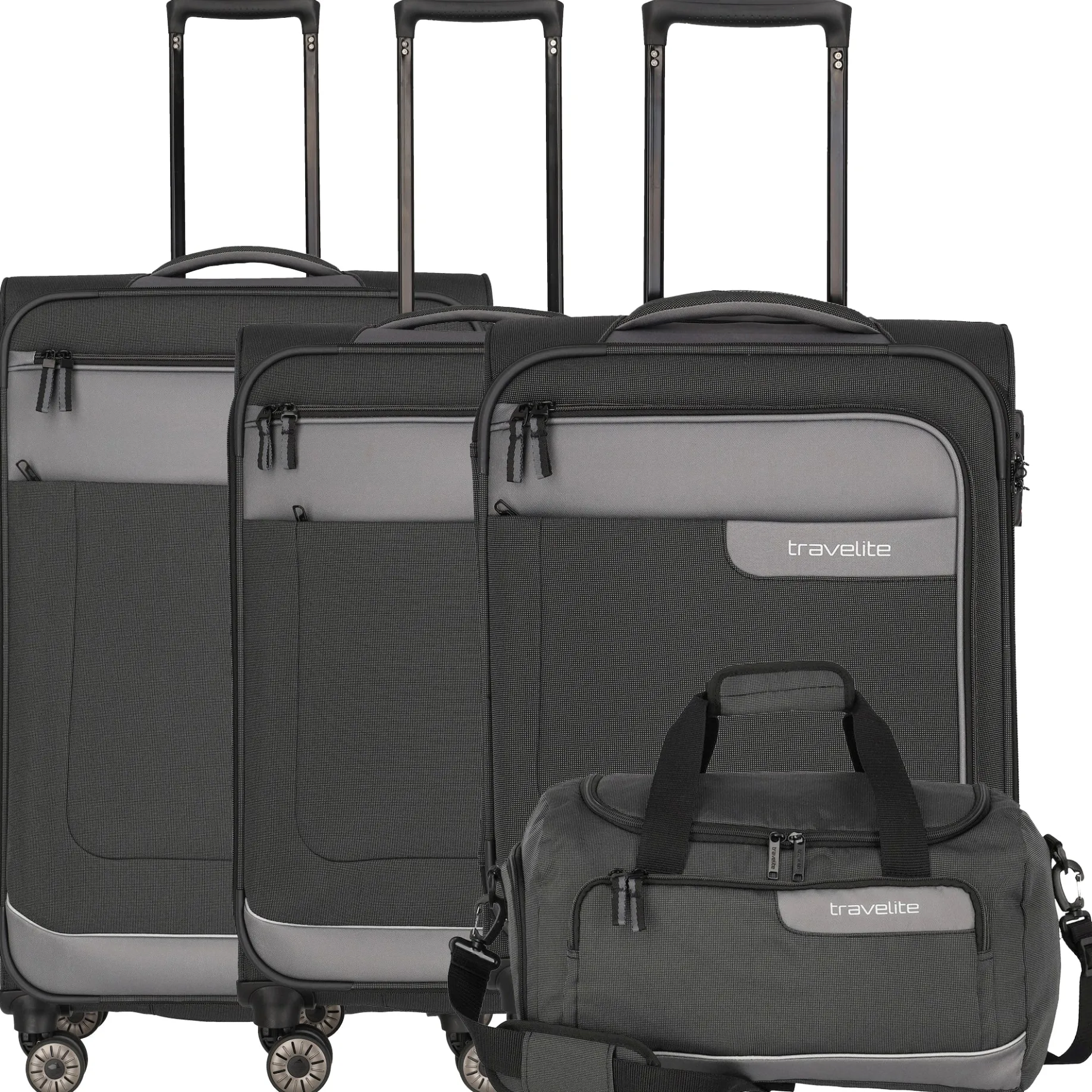 Viia - 4-Rollen-Trolley Set 4tlg. S/M erw./L erw. + Reisetasche (Schiefer)