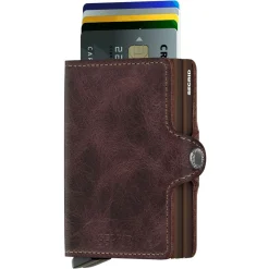 Vintage Twinwallet - Geldbörse RFID 7 cm (chocolate)