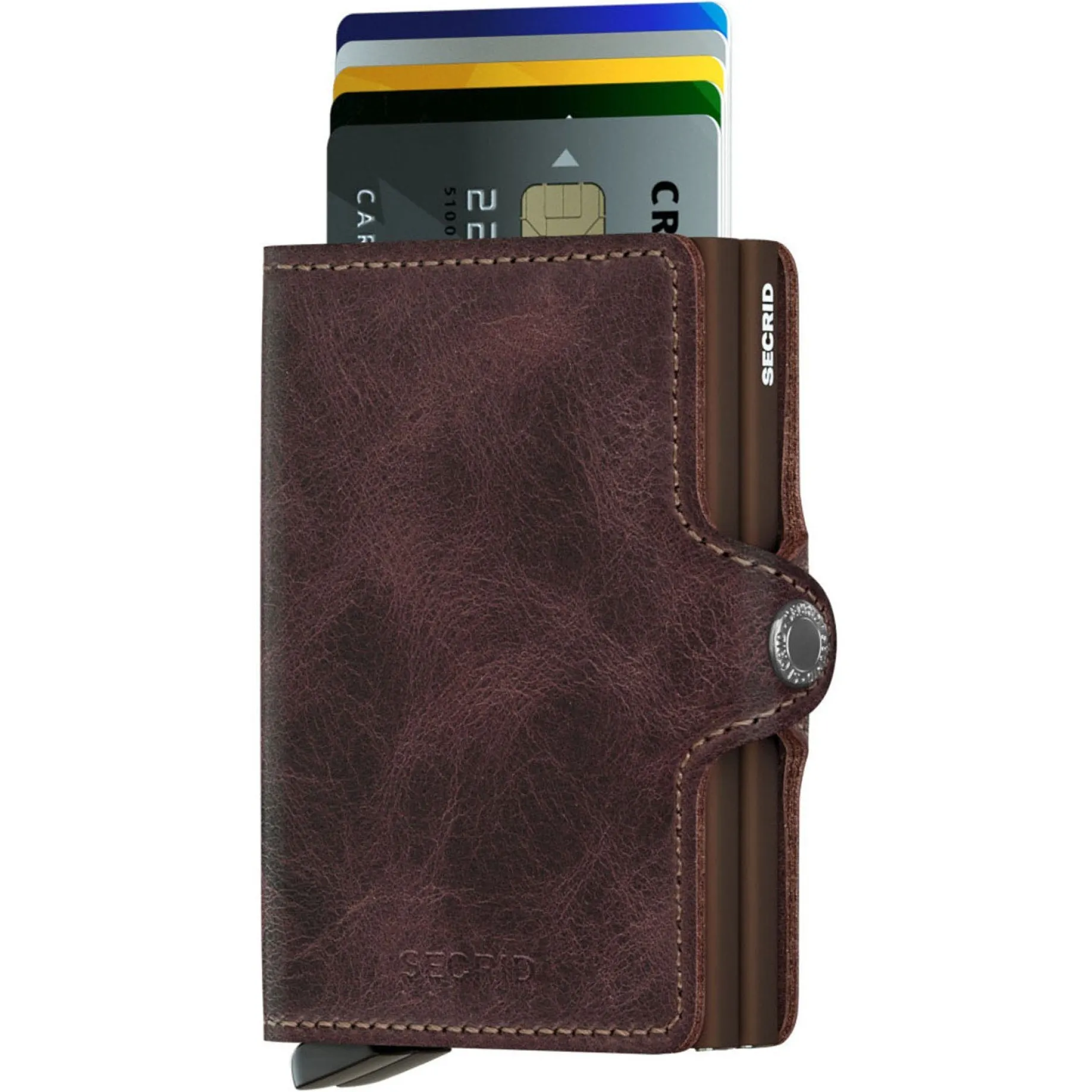 Vintage Twinwallet - Geldbörse RFID 7 cm (chocolate)