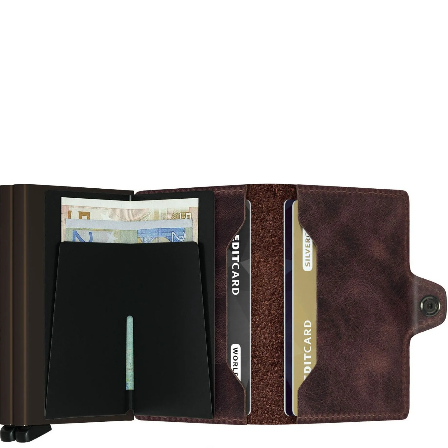Vintage Twinwallet - Geldbörse RFID 7 cm (chocolate)