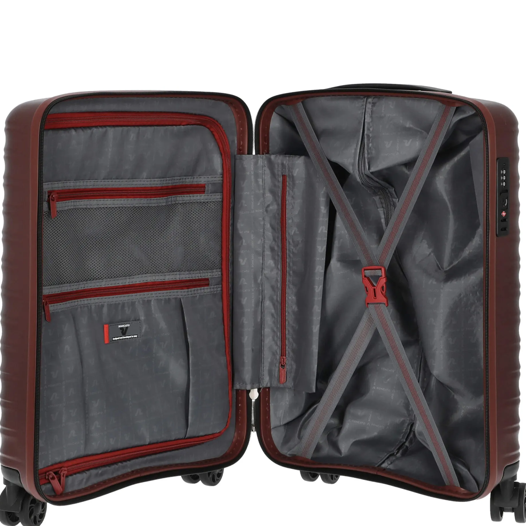 Wave - 4-Rollen Kabinentrolley S 55 cm (rosso scuro)